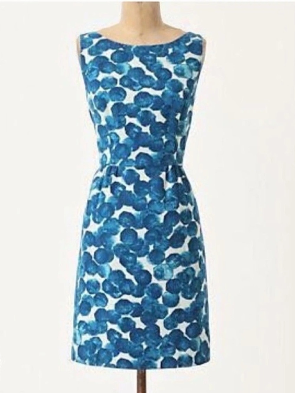 (Anthropologie) Tabitha | Azure Scroll Sheath Dress Blue & White | Size 12
